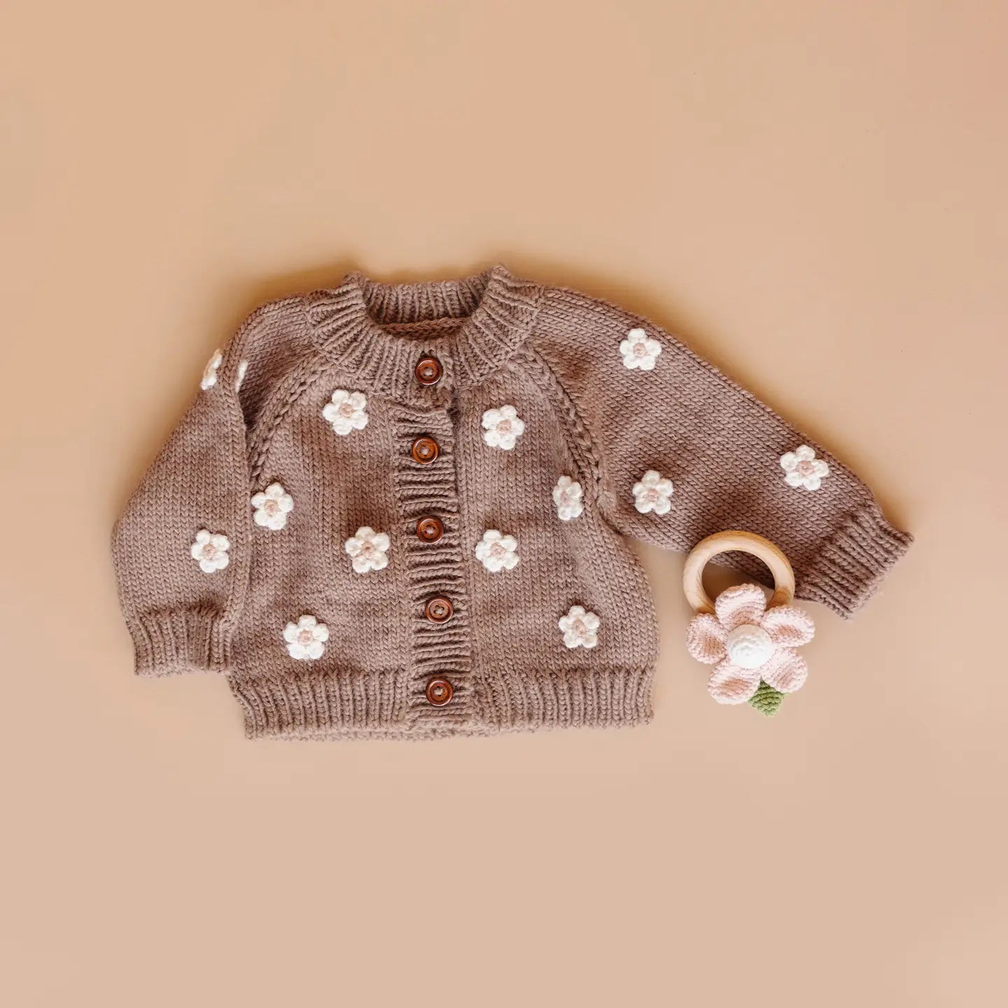 Flower Cardigan Tan Kids and Baby Apparel Sweater Spring
