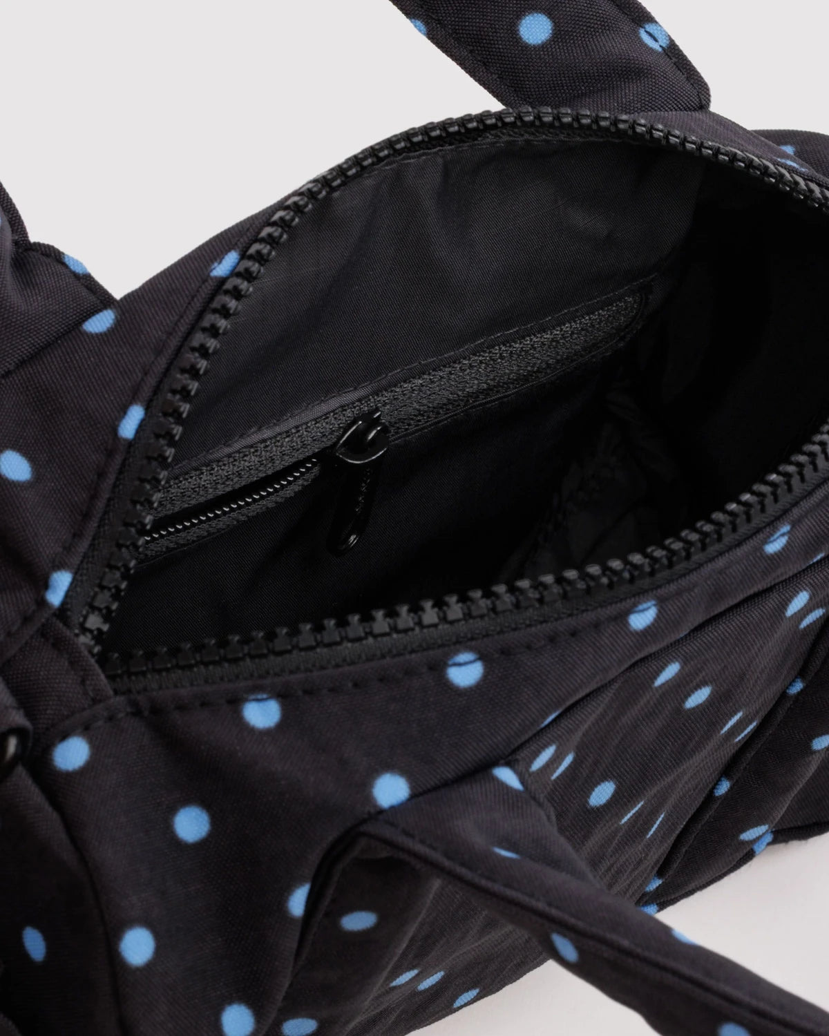 Black And Sky Blue Micro Dot Small Nylon Duffle Bag