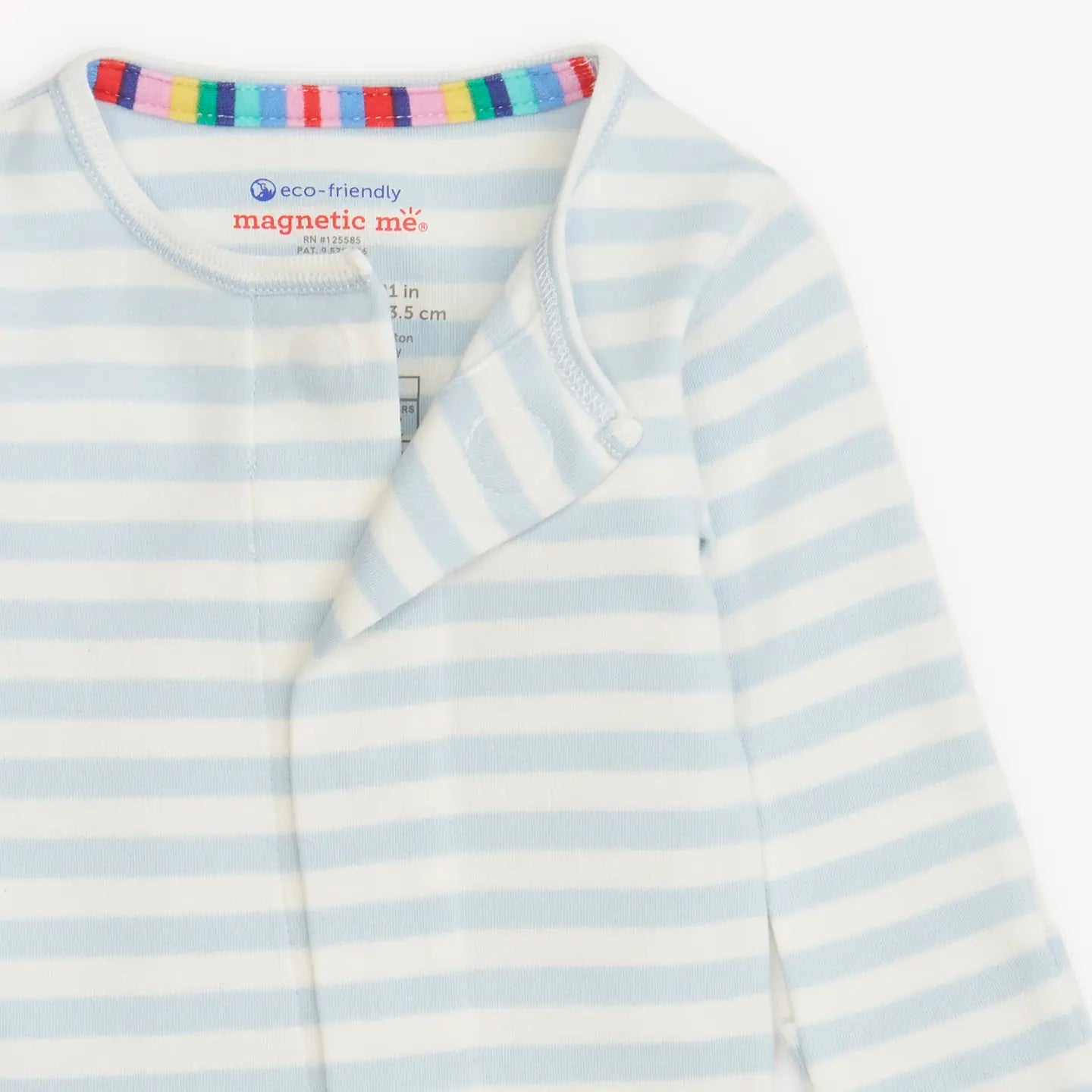 Blue Stripe Organic Cotton Magnetic Footie
