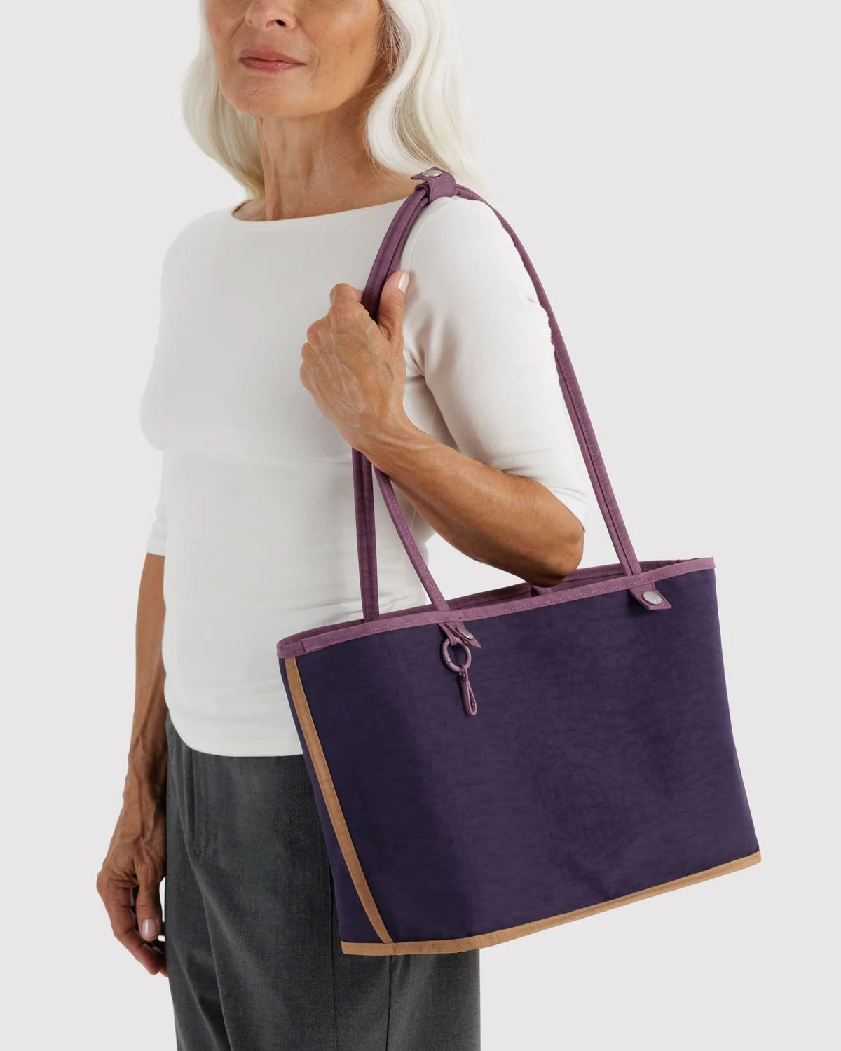 Medium Nylon Reversible Tote - WIld Plum Mix
