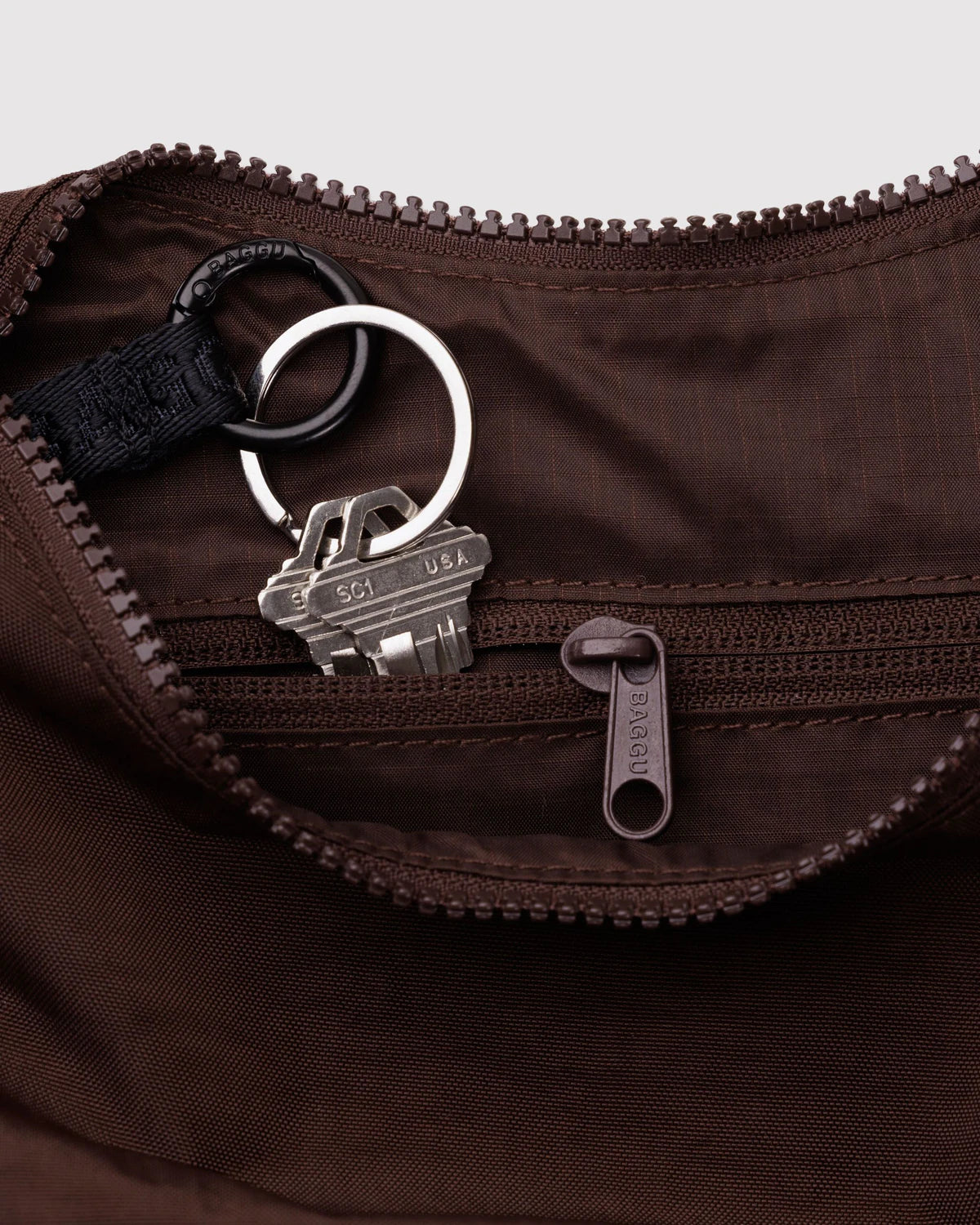 Small Nylon Crescent Bag (Coffee)