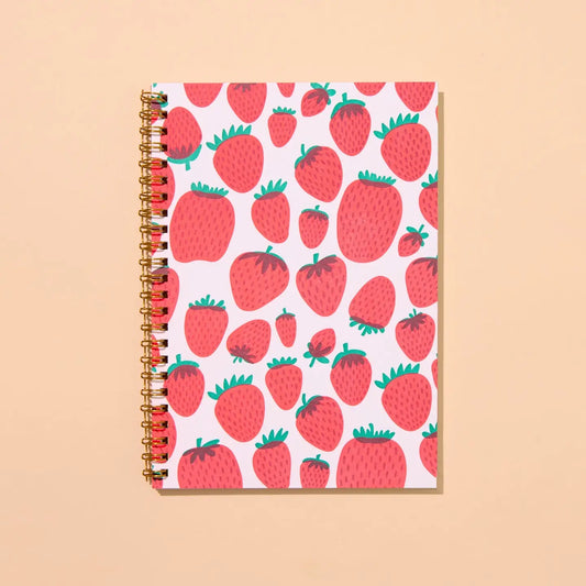 Strawberry Letterpress Spiral Notebook - Made in USA