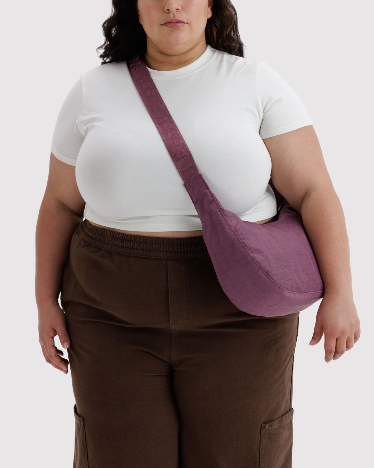 WIld Plum Medium Nylon Crescent Bag