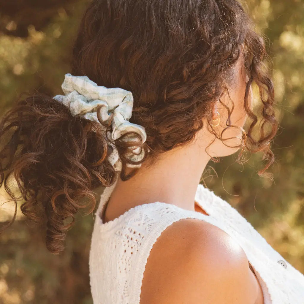 Sage Gingham Jumbo Scrunchie