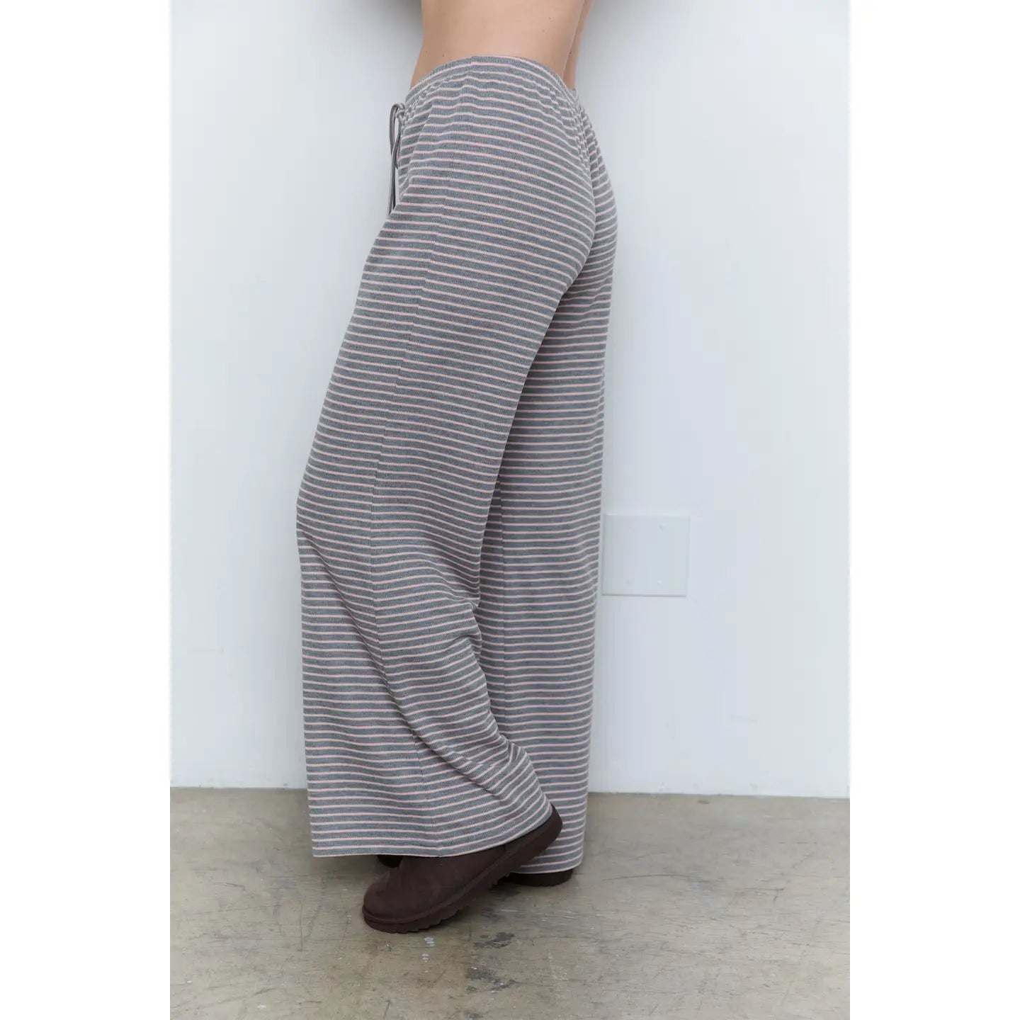 Pink + Grey Striped Pants