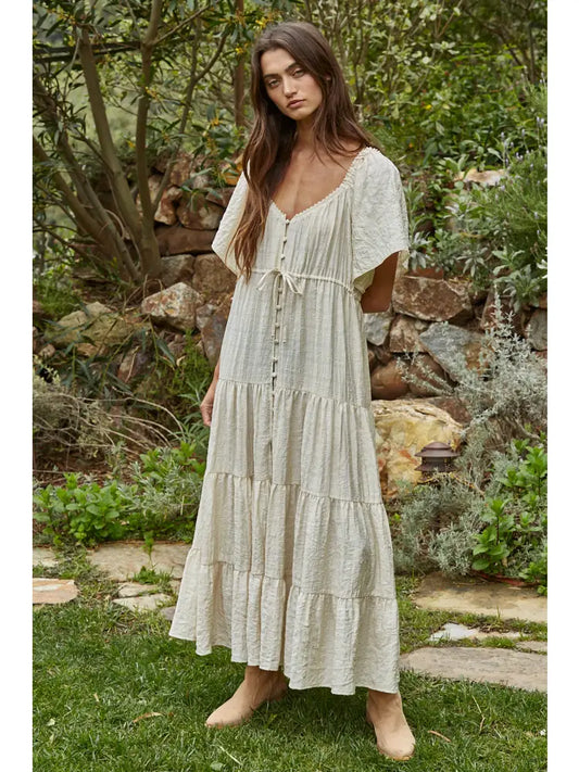 Chelles Buttondown Tiered Maxi Dress