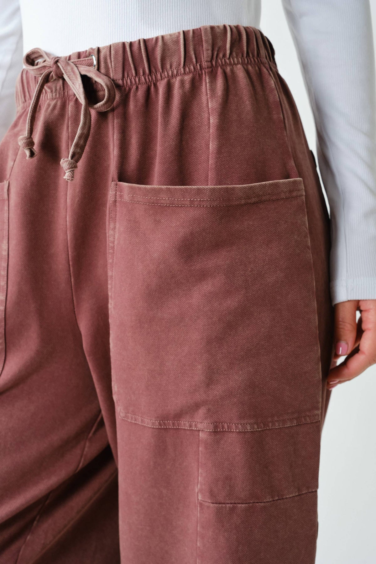 Vintage Wash Utility Barrel Leg Pants