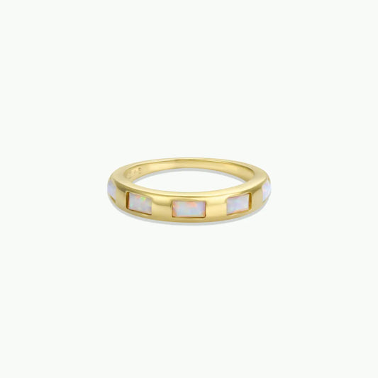 Gold Rings - White Opal Inset Baguette