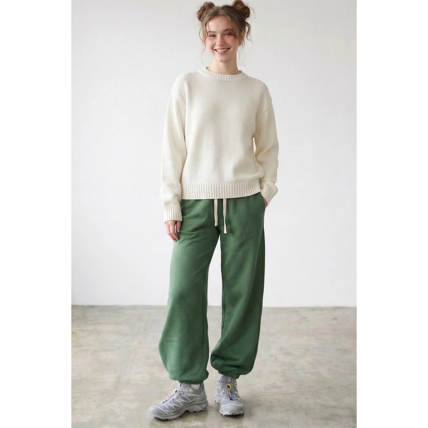 Ivory 100% Cotton Basic Sweater