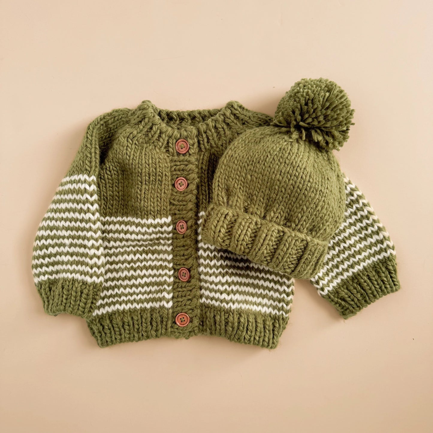 Stripe Cardigan Moss Kid Baby Sweater