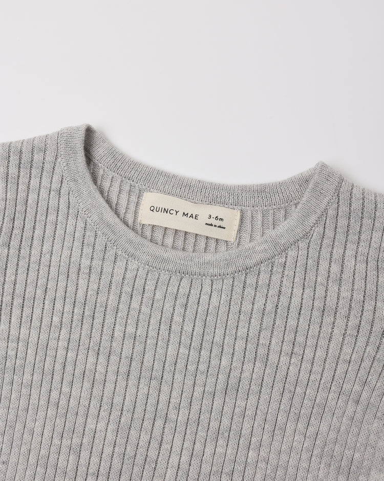 Rib Knit Peplum Top Heathered Fog
