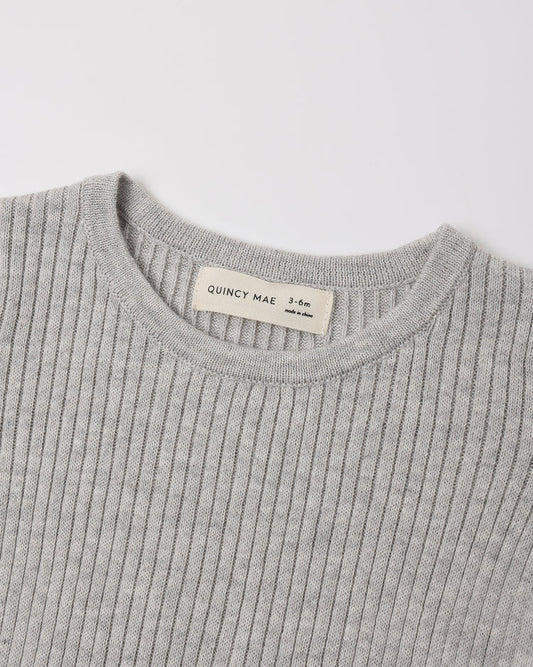 Rib Knit Peplum Top Heathered Fog