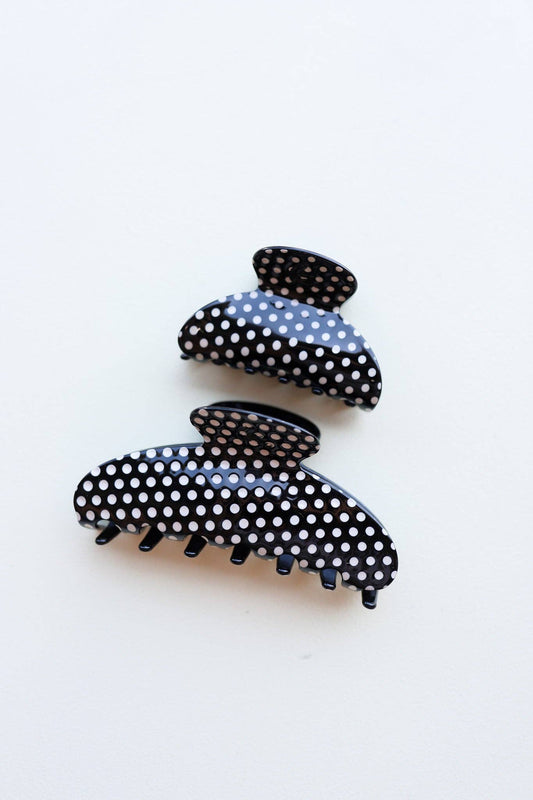 BLACK & WHITE POLKA DOT CLAW - MIDI