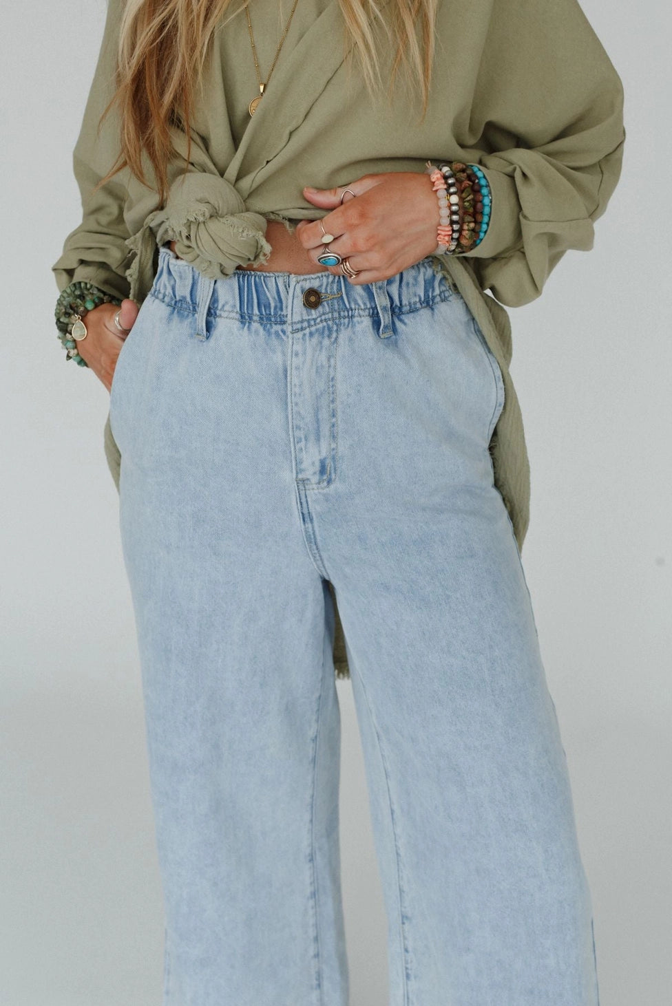 Simply You Wide Leg Jeans - Light Wash