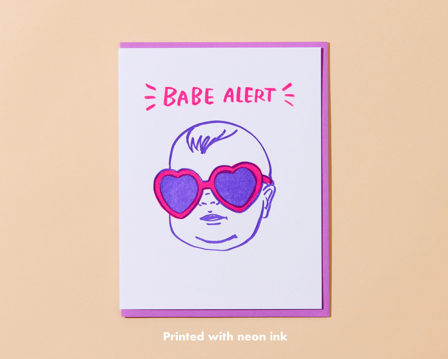 Babe Alert Letterpress Greeting Card - New Baby, Baby Shower- Made in USA