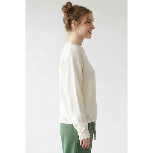 Ivory 100% Cotton Basic Sweater