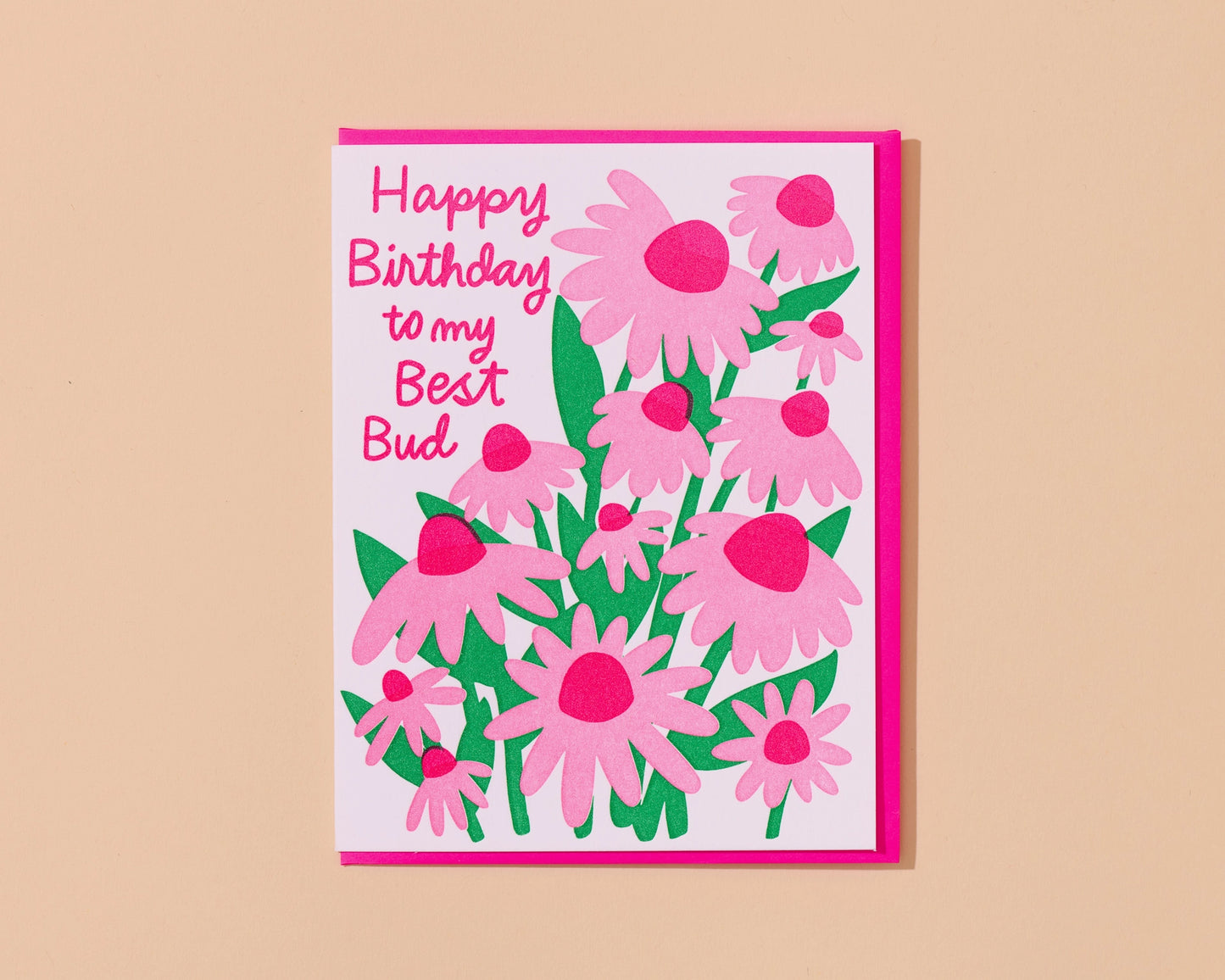 Best Bud Flowers Birthday Letterpress Greeting Card