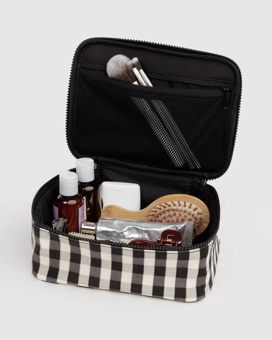 Black And Cream Gingham Small Cosmetic Case