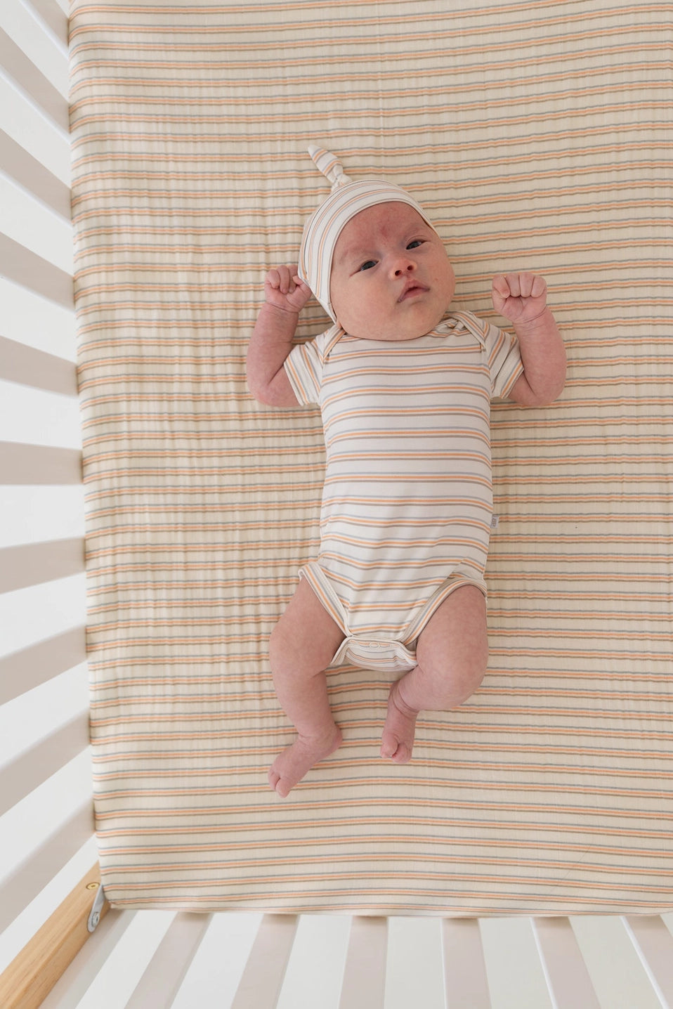 100% Cotton Muslin Retro Stripe | Crib Sheet