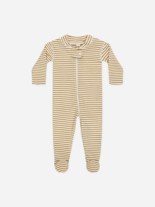 Zip Longsleeve Sleeper Footie || Honey Stripe