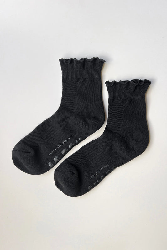 Black Ruffled Hugger Crew Socks