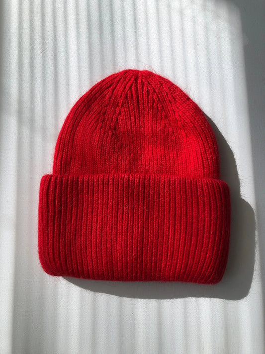 Royal Angora Wool Beanie - Crystal Red