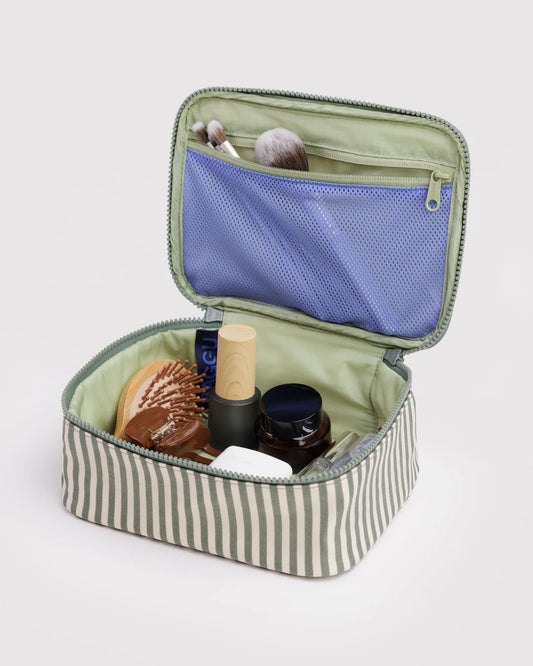 Small Cosmetic Case - Sage Stripe