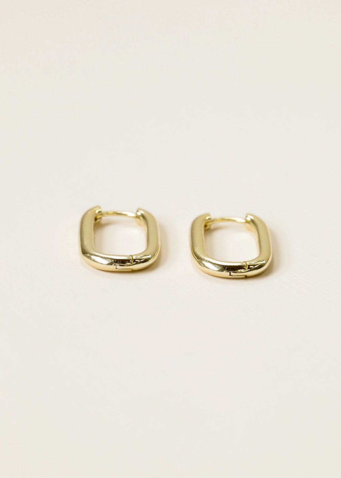 Gold Hoop Earrings - Large Rectangle
