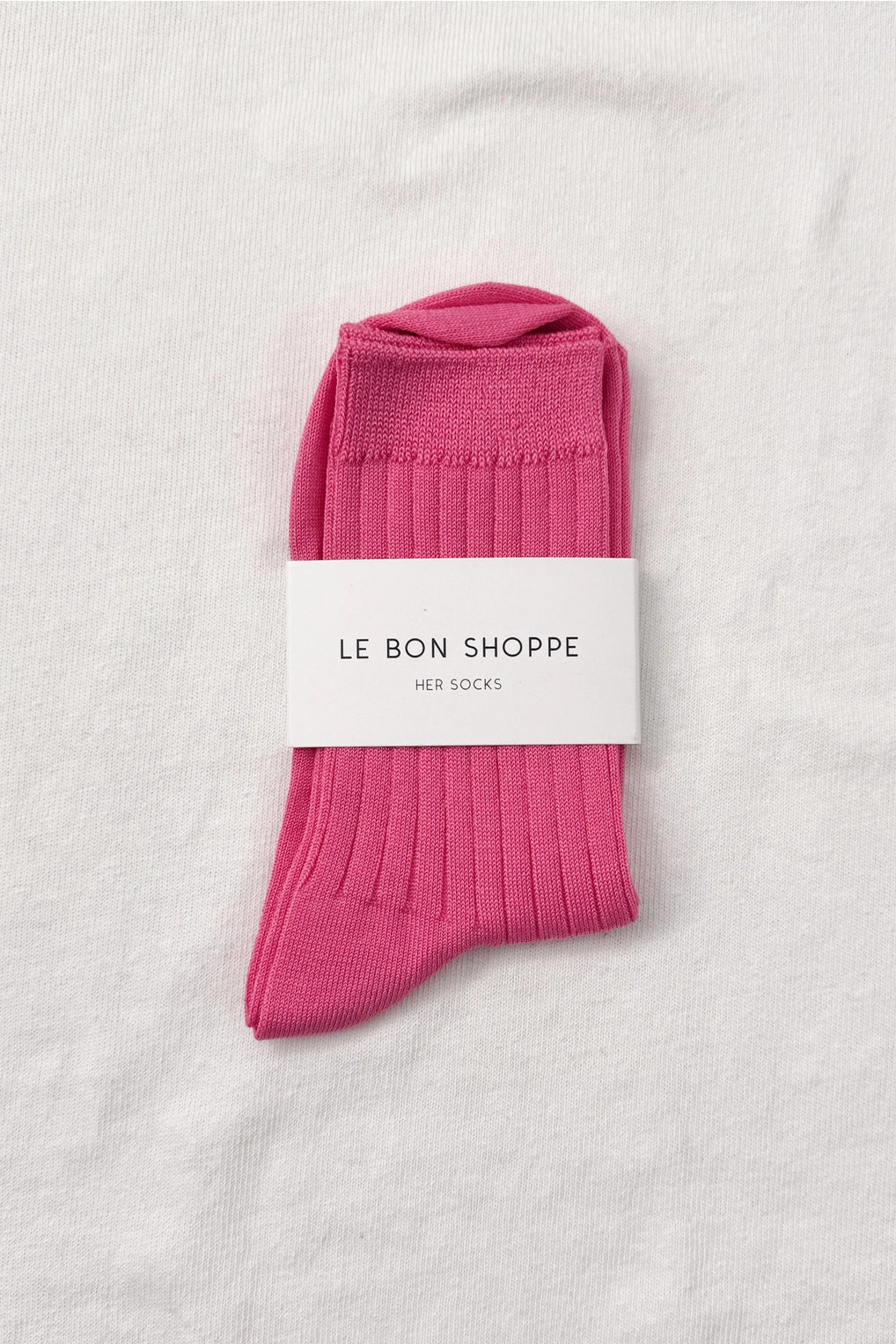 Her Socks - Mercerized Combed Cotton Rib (Bright Pink)