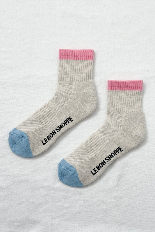 Color Block Girlfriend Socks (Grey Pink)