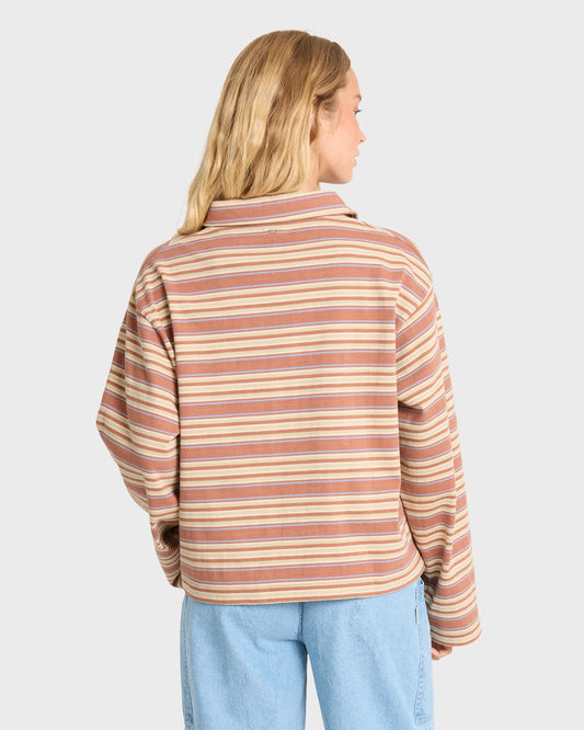 Sugar Stripe Long Sleeve Cotton Polo Shirt