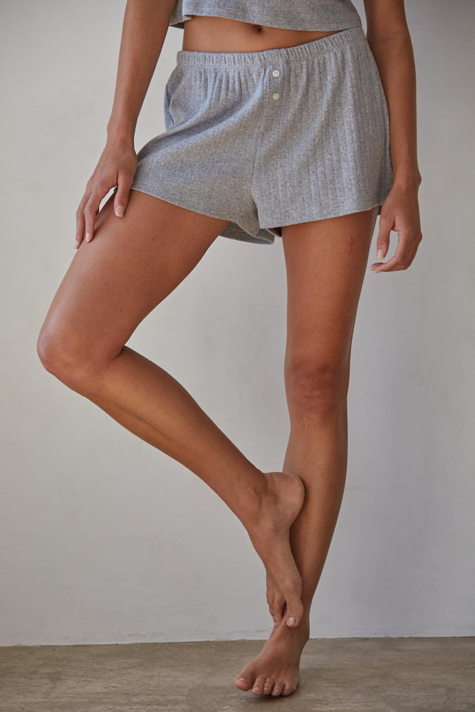The Pointelle Ribbed Shorts (Heather Grey)
