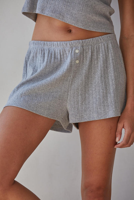 The Pointelle Ribbed Shorts (Heather Grey)