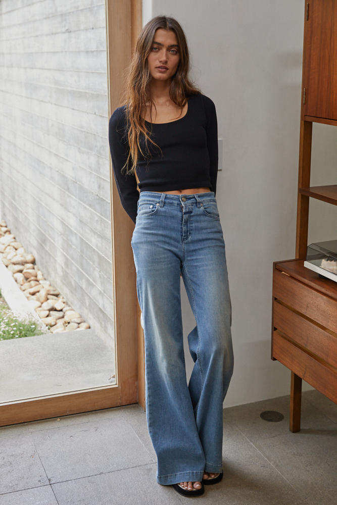 Double Layered Long Sleeve Top (Black)