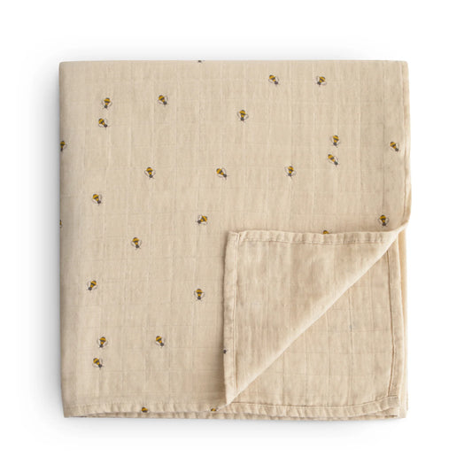 Organic Cotton Muslin Swaddle Blanket | Bees
