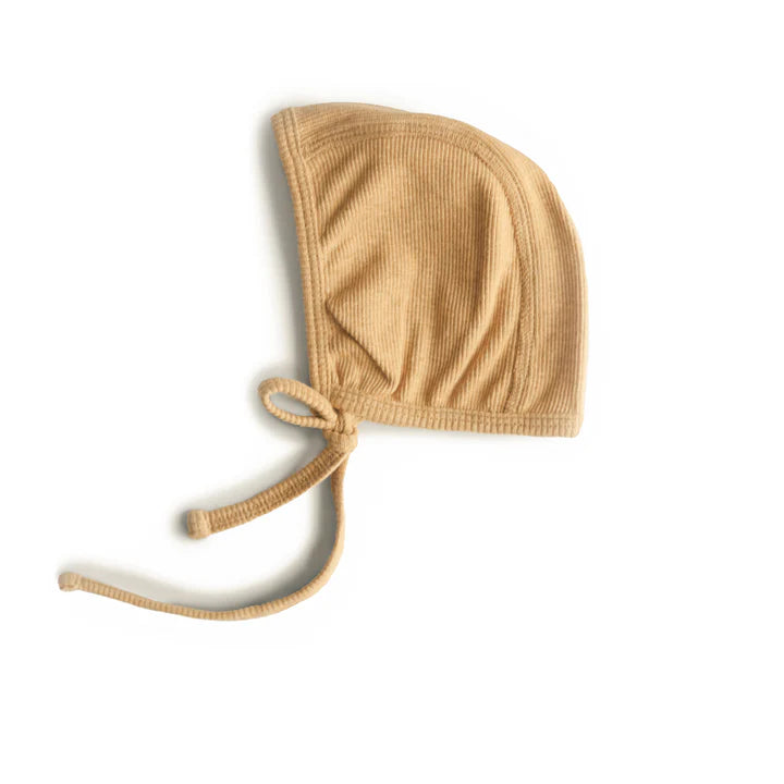 Ribbed Baby Bonnet - Mustard Melange