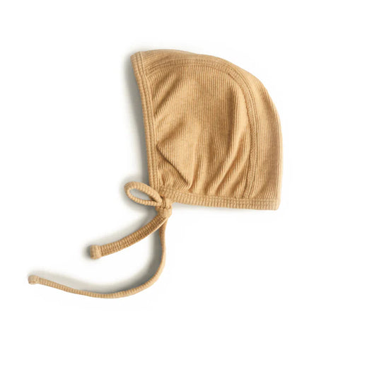 Ribbed Baby Bonnet - Mustard Melange
