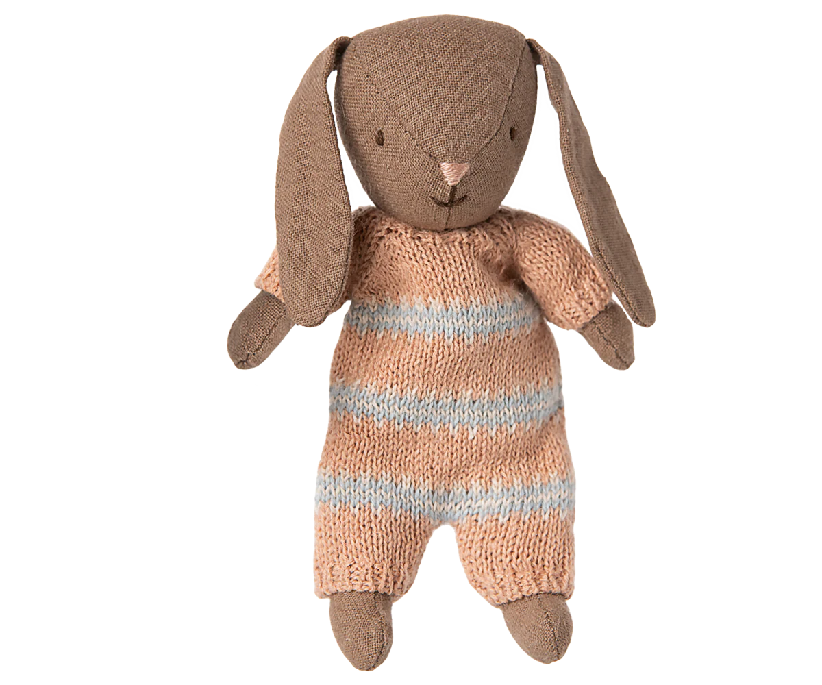 Bunny, Micro - Brown - Dusty rose knitted suit