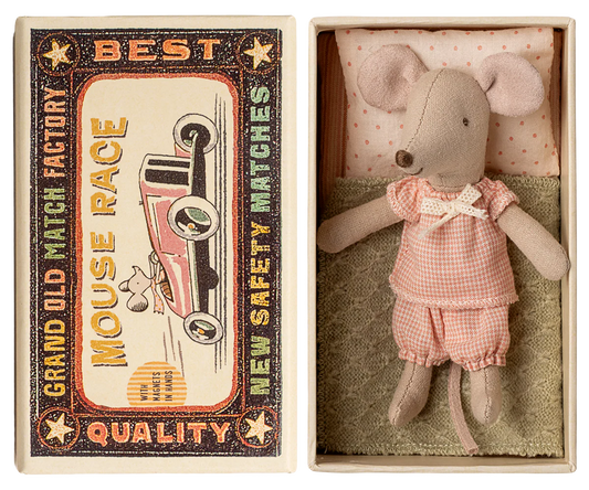 Little Sister Mouse in Matchbox with Magnet Hands