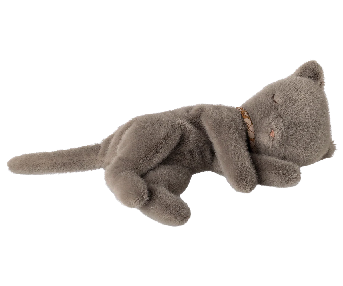 Small Sleeping Kitten Plush - Grey