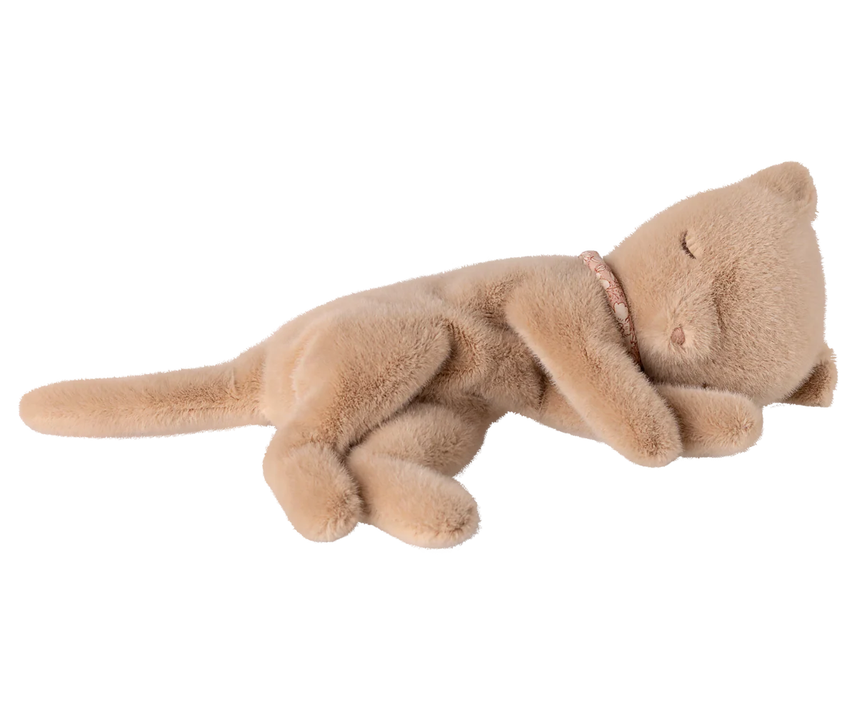 Small Sleeping Kitten Plush - Cream Peach