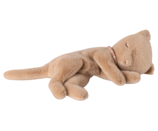 Small Sleeping Kitten Plush - Cream Peach