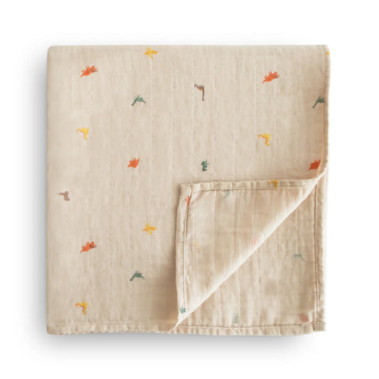 Organic Cotton Muslin Swaddle Blanket | Dinosaur