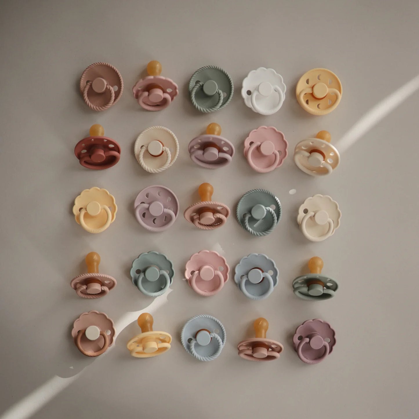 Frigg Moon Natural Rubber Baby Pacifier | 2-Pack | Sage/Portobello