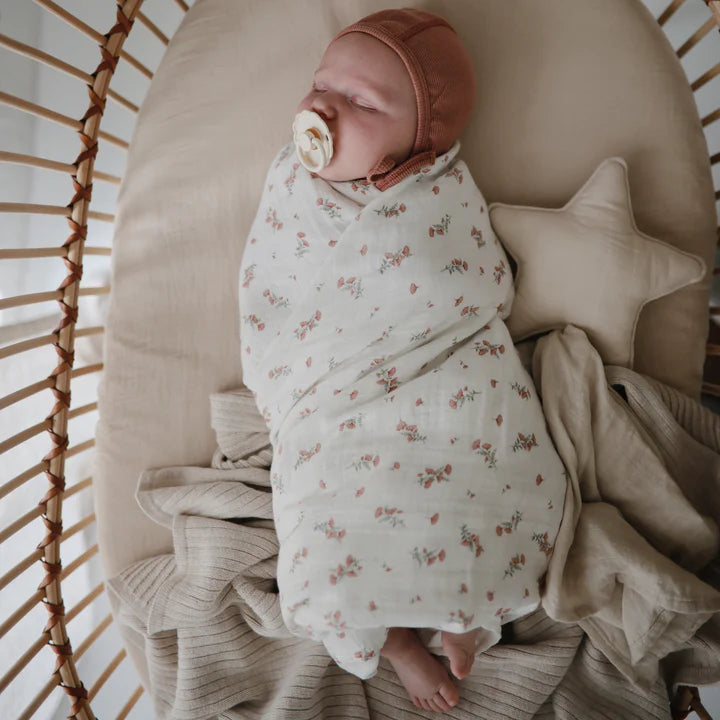 Organic Cotton Muslin Swaddle Blanket | Floral