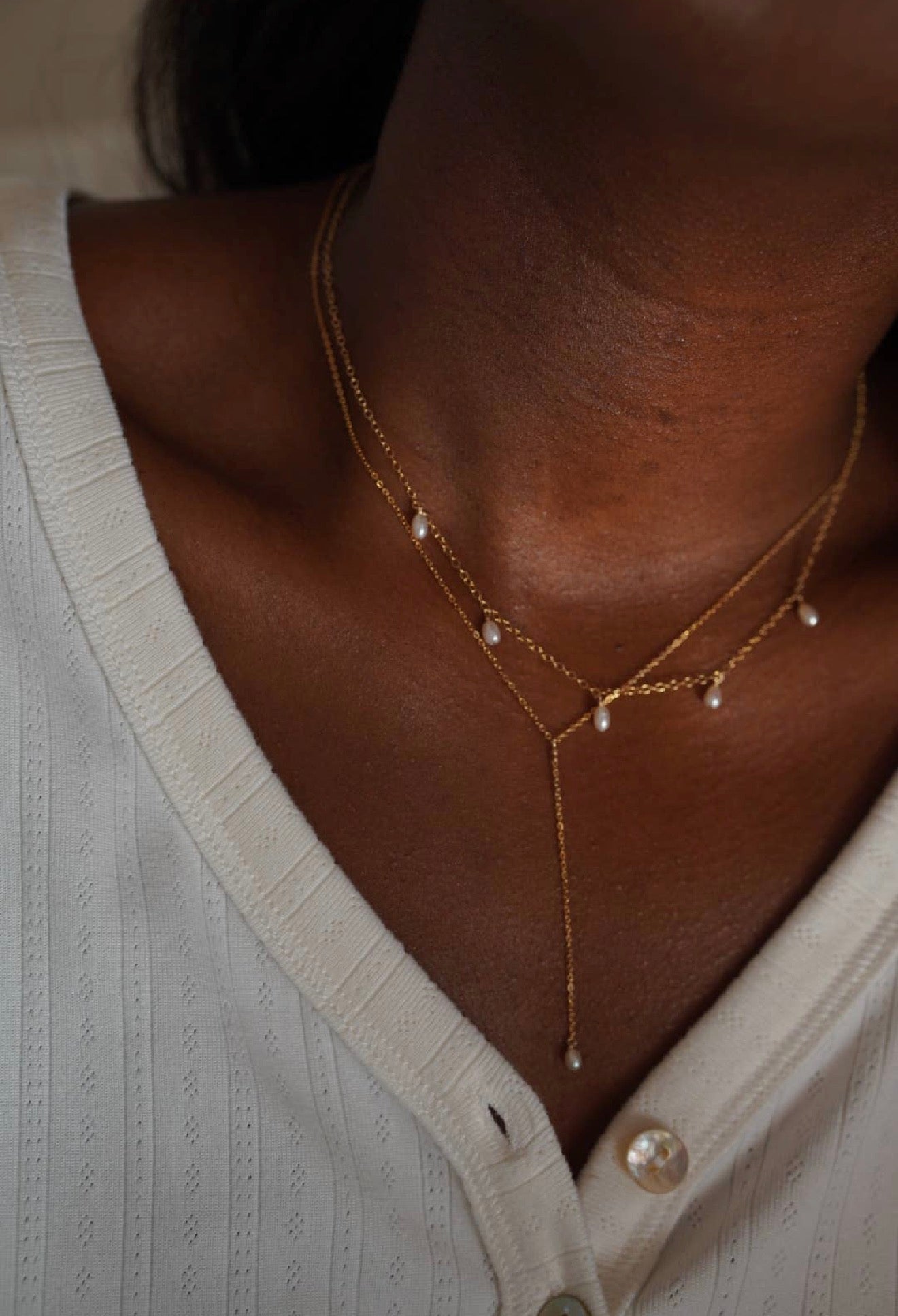 Dainty Pearl Lariat