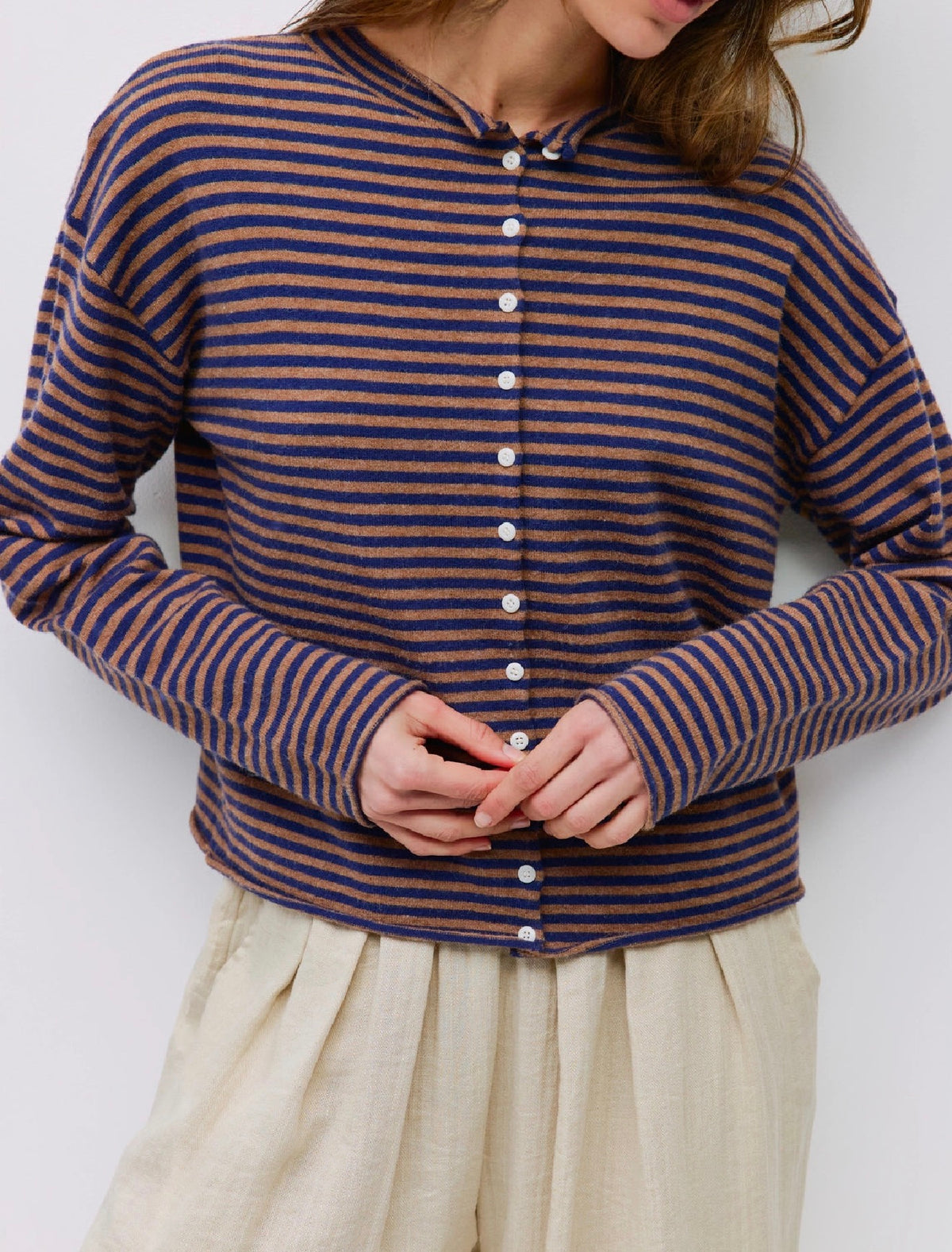Brown + Navy Elisa Cardigan