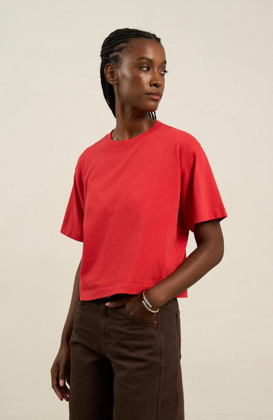 The Relaxed Crop Tee - Samba Red