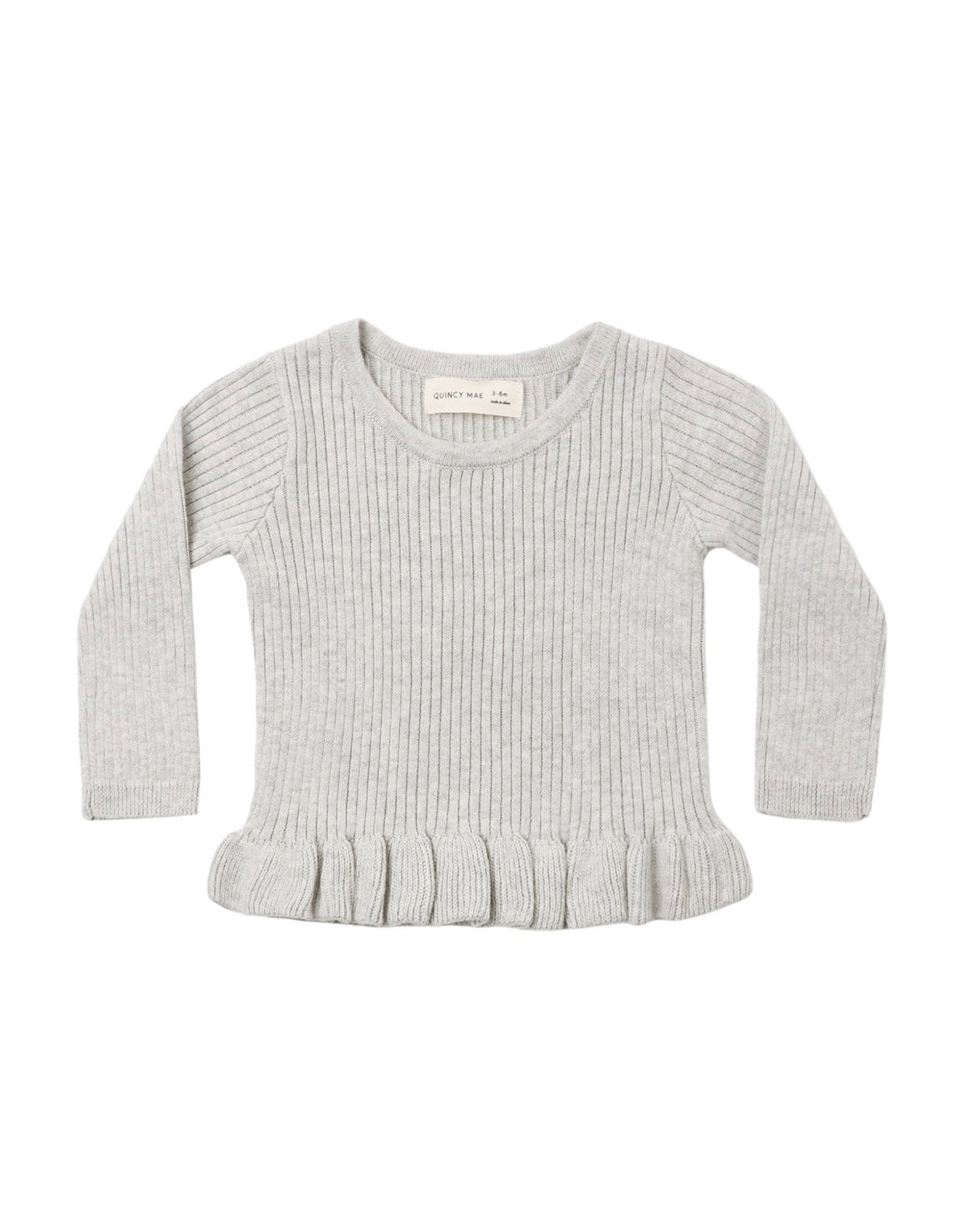 Rib Knit Peplum Top Heathered Fog