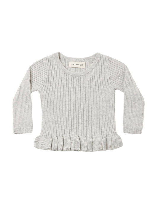 Rib Knit Peplum Top Heathered Fog